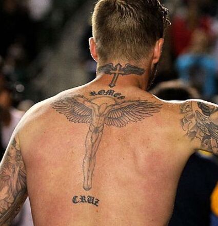 David Beckham's tattooed back