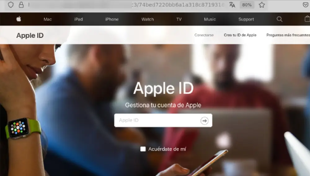 Website created by cybercriminals that impersonates Apple's. 