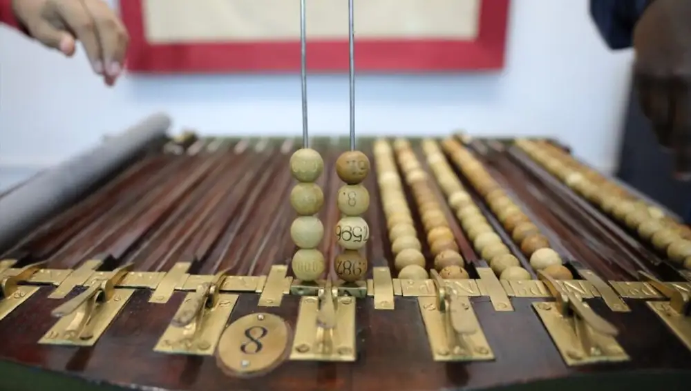 Image of one of the Christmas Lottery tables used during the draw