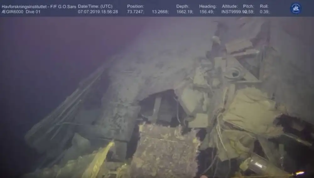Remains of K-278 at the bottom of the Norwegian Sea.