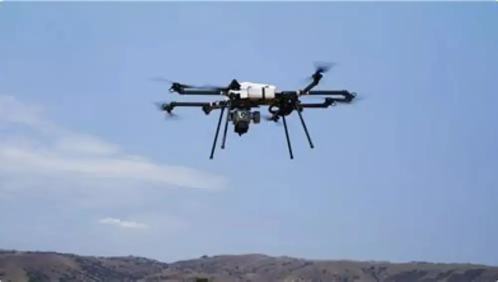 Drone with fiber optic technology.