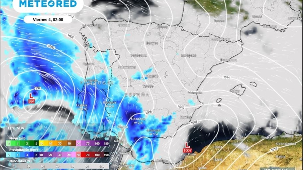 Borrasca Nuria will bring heavy rains to Spain this morning