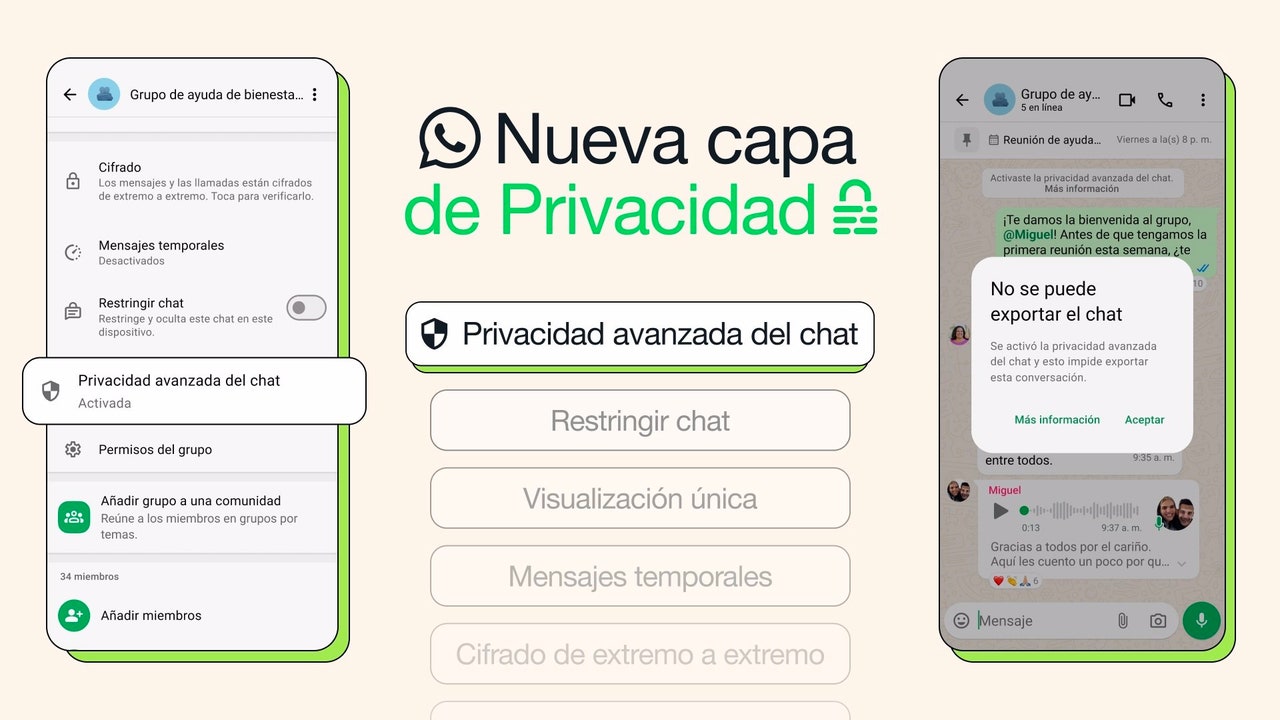 WhatsApp prevents members of a chat from exporting or downloading their content