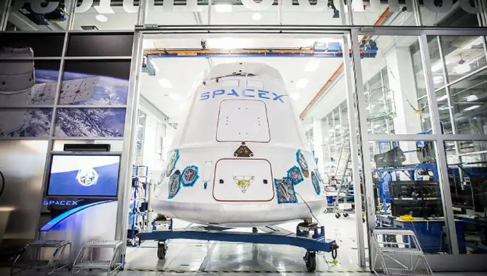 A dragon capsule in the Spacex facilities.