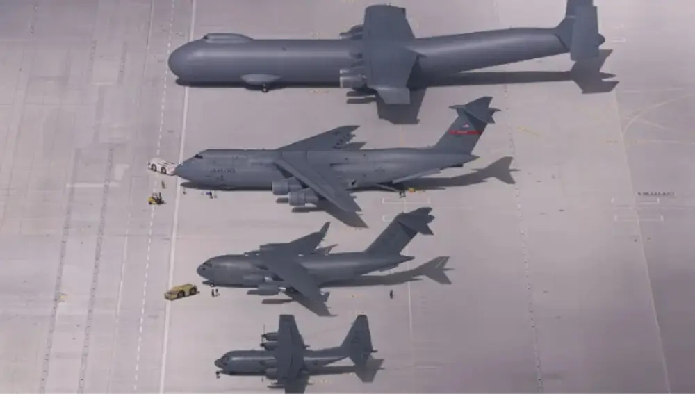 Windrunner has 7, 12 and 20 times the volume of C-5, C-17 and A400m, respectively.