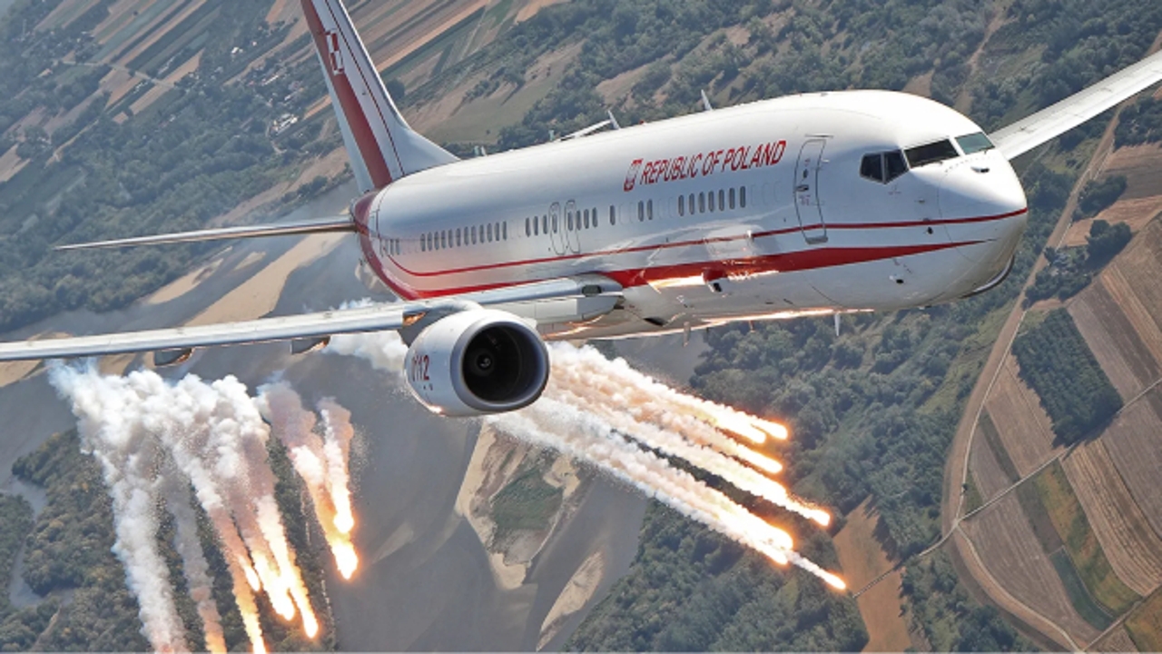 Poland has a Boeing 737 that launches countermeasted if it is attacked