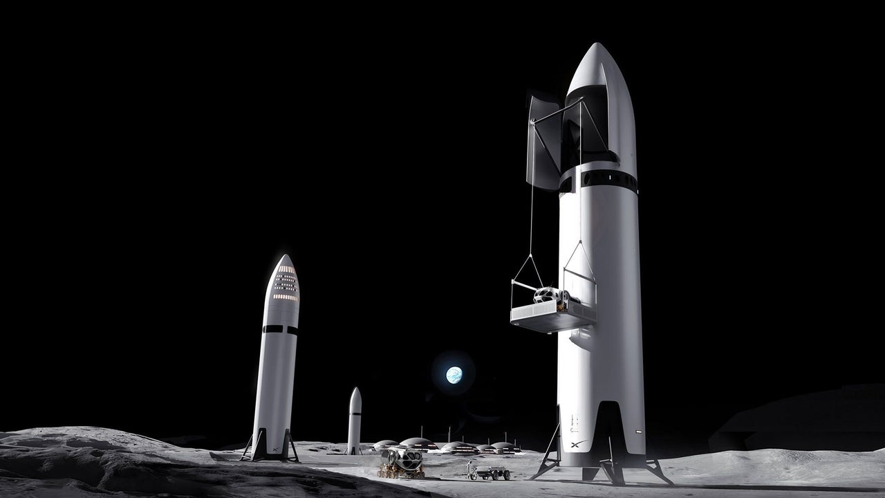 SpaceX shows the interior of the Starship HLS lunar lander, as tall as a 17-story building
