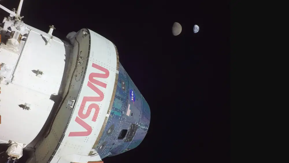 Orion in space during the Artemis I mission.