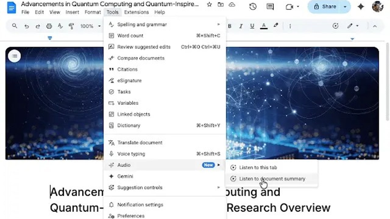 Google Docs already has AI-generated audio summaries, but not for everyone