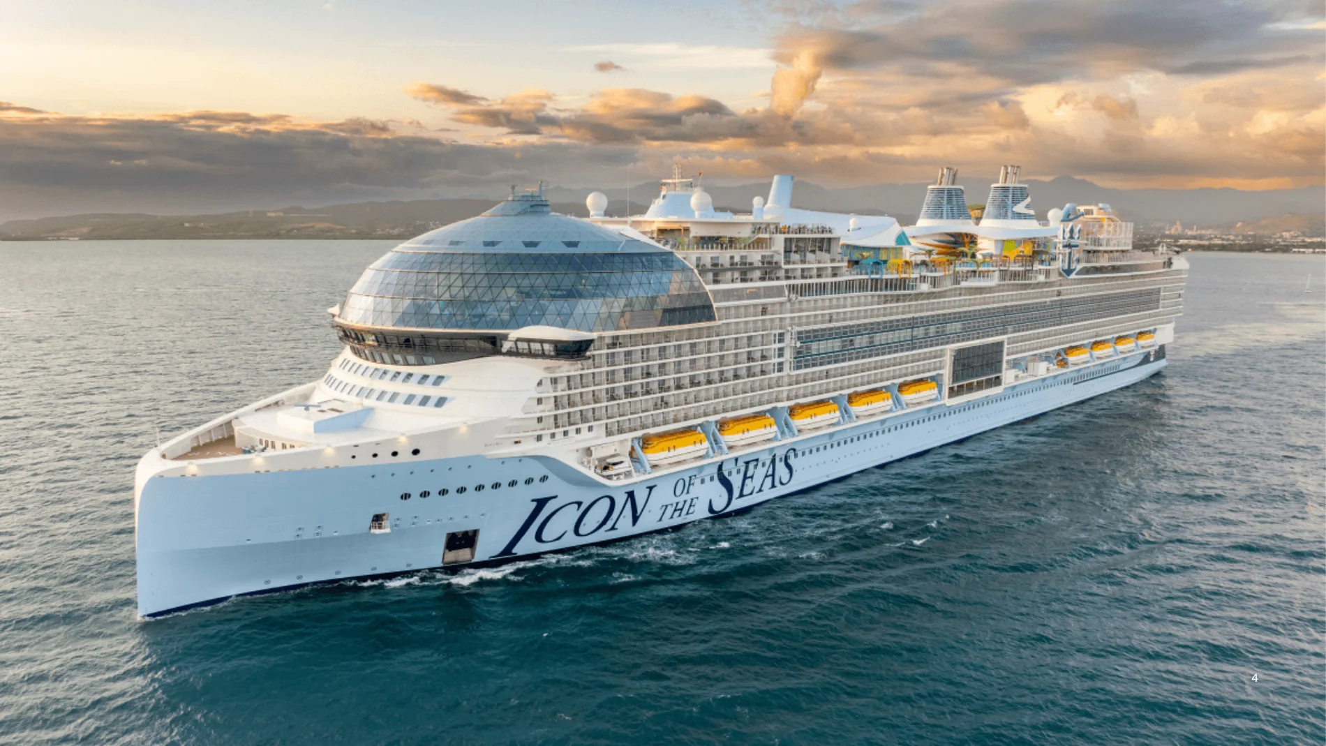 It weighs 250,000 tons, measures the size of three football fields together and can accommodate 10,000 people.
