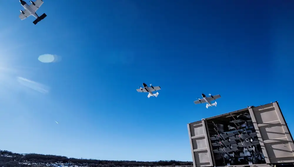 Launching Blitz drones from a container.