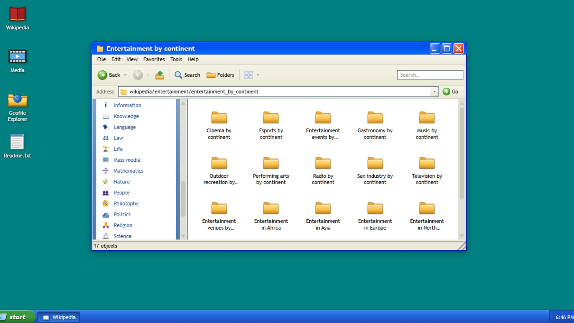 On this website you can use Wikipedia as if you were browsing the Windows XP desktop