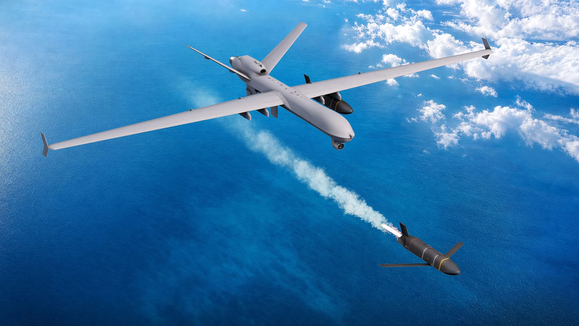 The possible successor to the MQ-9A Reaper will be able to fly more than 14,800 kilometers and carry two anti-ship missiles