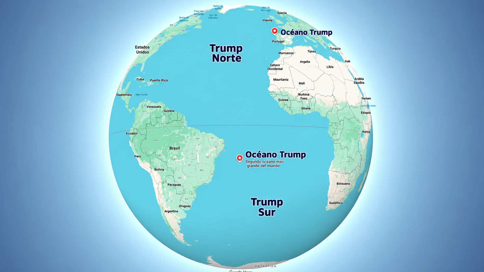 Google CEO stops Donald Trump from changing the name of the Atlantic Ocean to the Trump Ocean